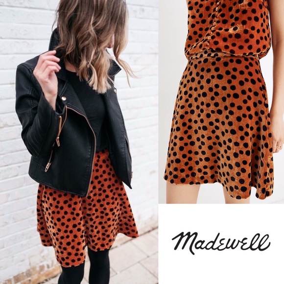 Madewell Dresses & Skirts - Madewell Velvet Circle Mini Skirt Leopard Dot